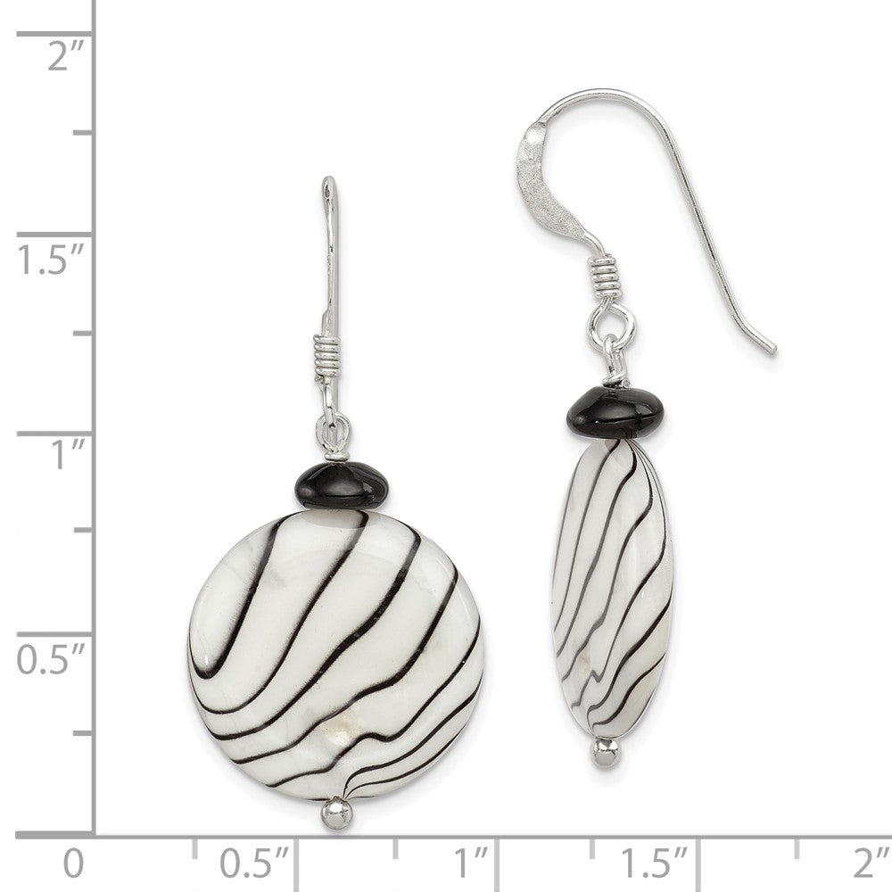 Sterling Silver Black Agate Mother of Pearl Earrings