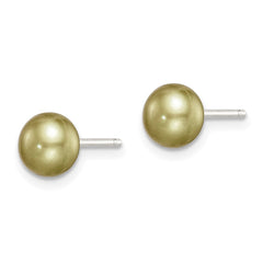 Sterling Silver 6-7mm FWC Button Pearl Green Earrings