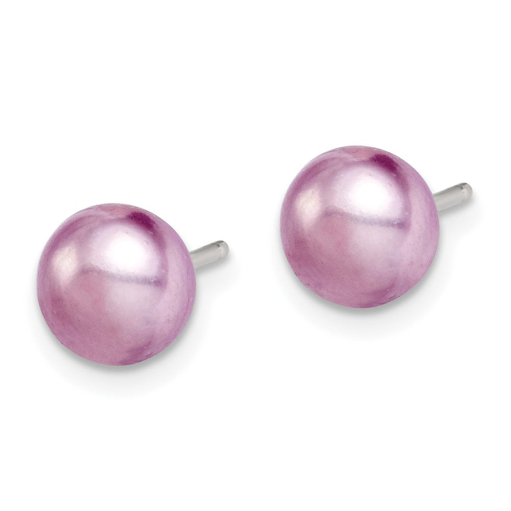 Sterling Silver 6-7mm FWC Button Pearl Lavender Earrings