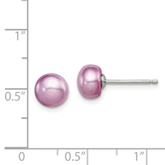 Sterling Silver 6-7mm FWC Button Pearl Lavender Earrings