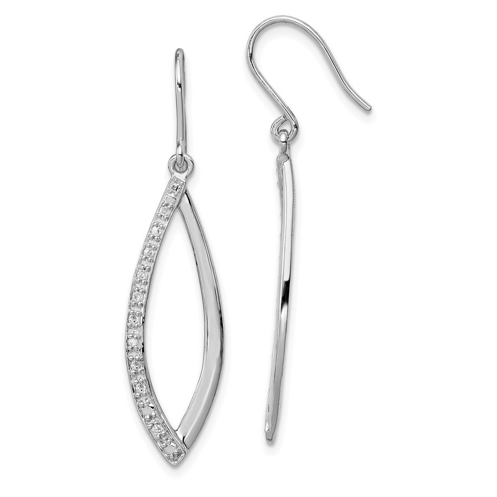 Rhodium-plated Sterling Silver Diamond Dangle Earrings