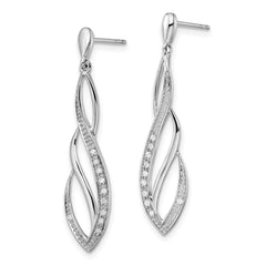 Rhodium-plated Sterling Silver Diamond Dangle Post Earrings