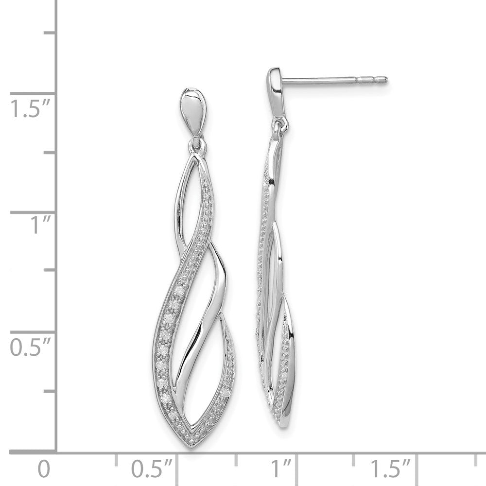 Rhodium-plated Sterling Silver Diamond Dangle Post Earrings