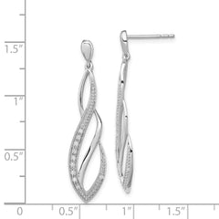 Rhodium-plated Sterling Silver Diamond Dangle Post Earrings