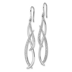 Rhodium-plated Sterling Silver Diamond Dangle Earrings