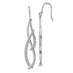 Rhodium-plated Sterling Silver Diamond Dangle Earrings