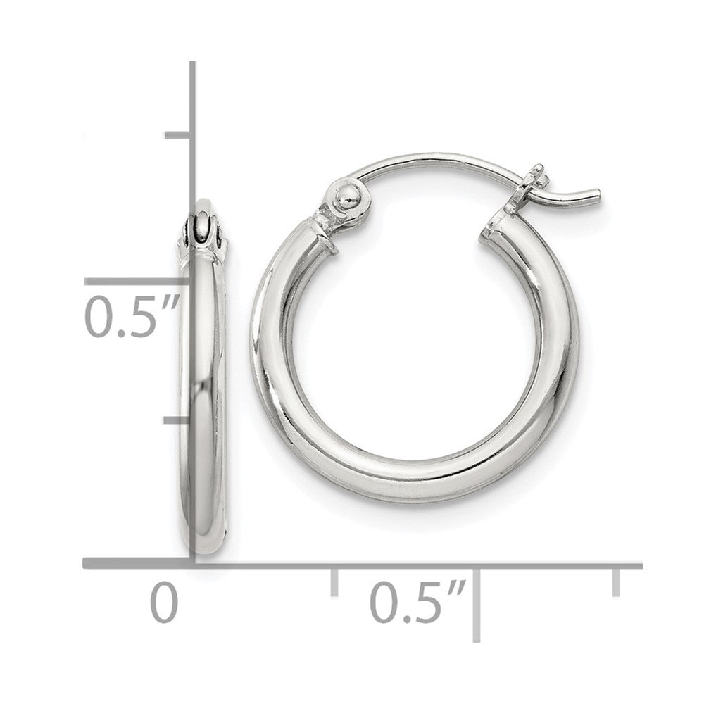 Sterling Silver 2mm Round Hoop Earrings