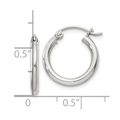 Sterling Silver 2mm Round Hoop Earrings