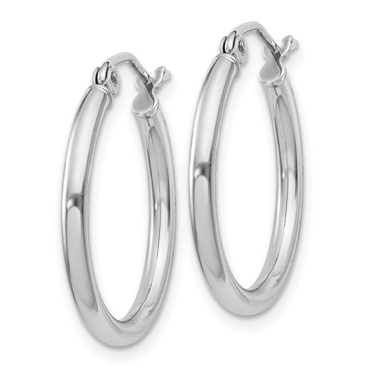 Rhodium-plated Sterling Silver 2mm Round Hoop Earrings