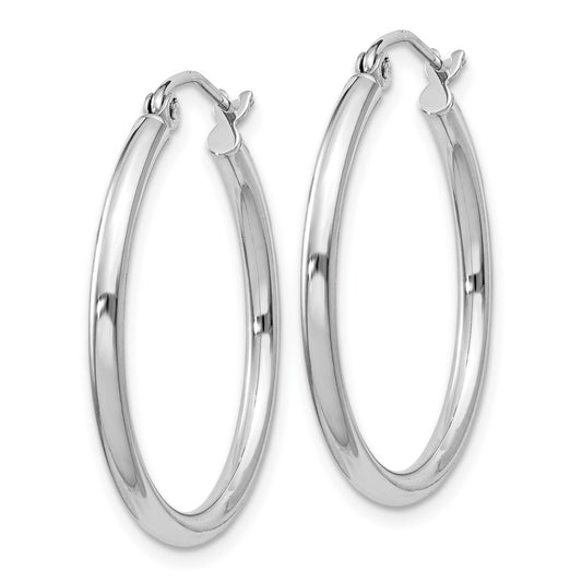 Rhodium-plated Sterling Silver 2mm Round Hoop Earrings