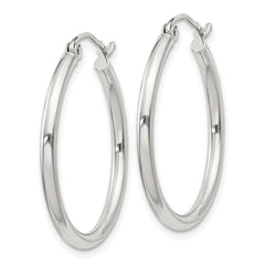 Sterling Silver 2mm Round Hoop Earrings