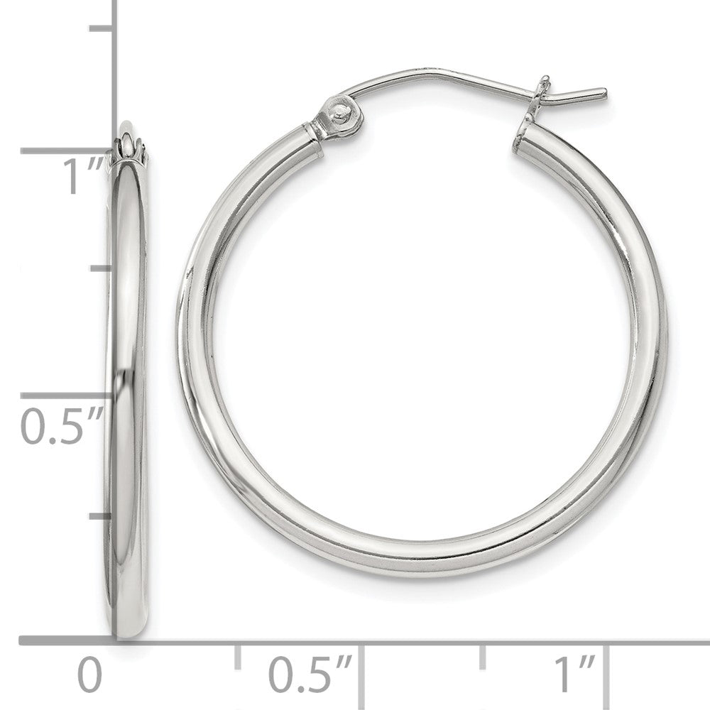 Sterling Silver 2mm Round Hoop Earrings