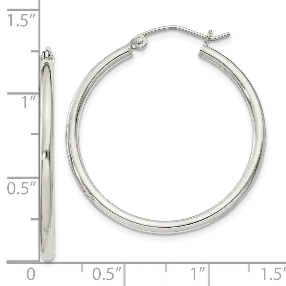 Sterling Silver 2mm Round Hoop Earrings