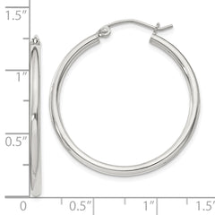 Sterling Silver 2mm Round Hoop Earrings