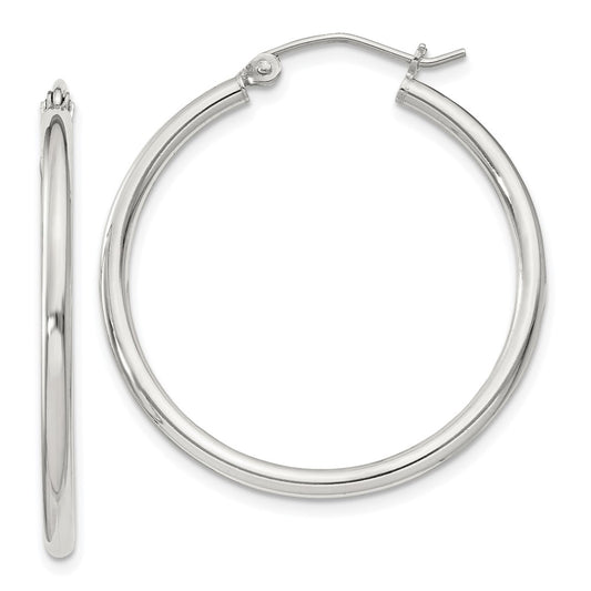 Sterling Silver 2mm Round Hoop Earrings