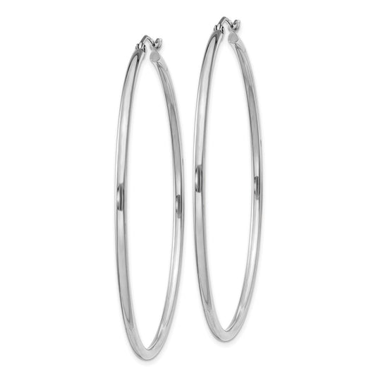 Rhodium-plated Sterling Silver 2mm Round Hoop Earrings