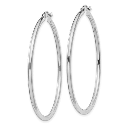 Rhodium-plated Sterling Silver 2mm Round Hoop Earrings