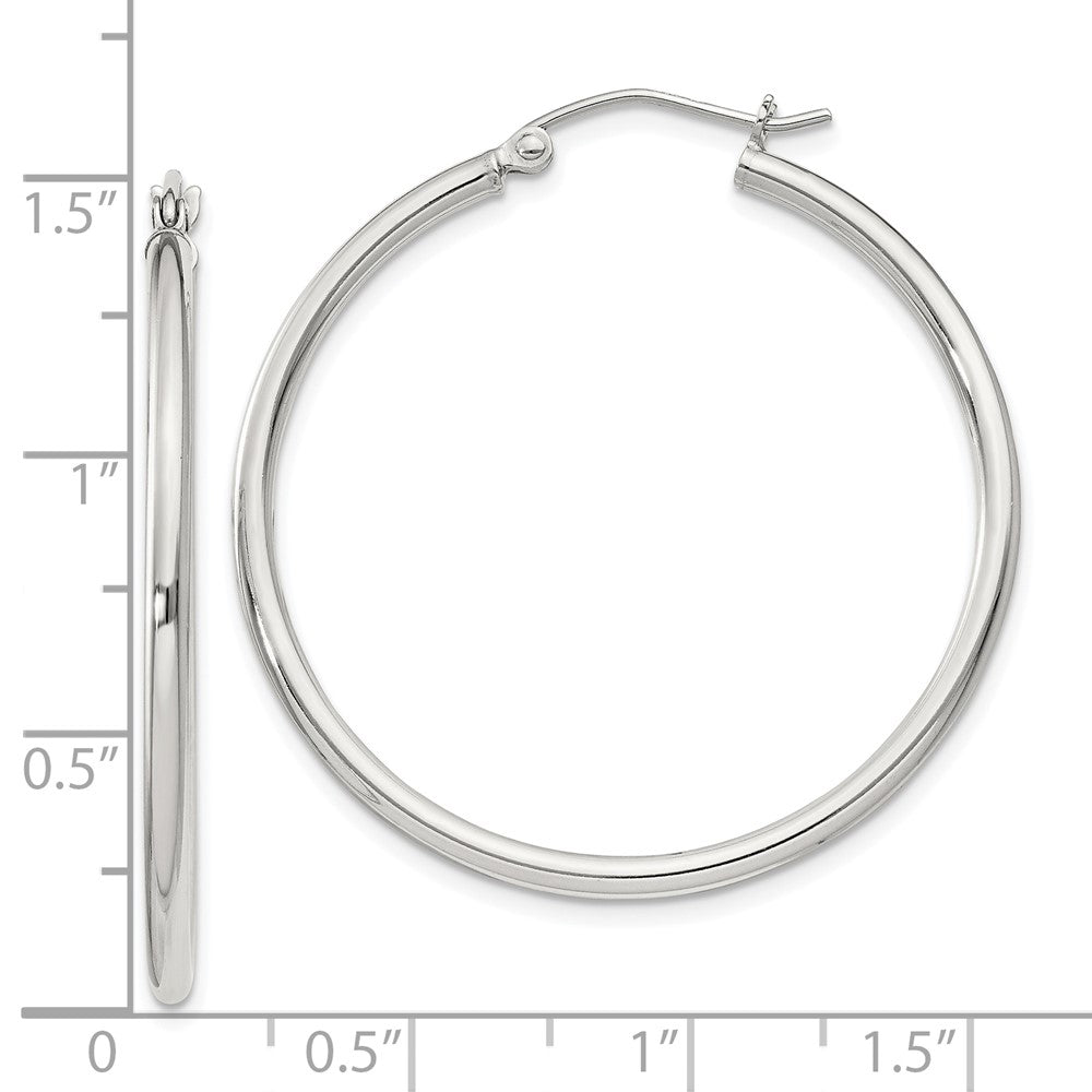 Sterling Silver 2mm Round Hoop Earrings