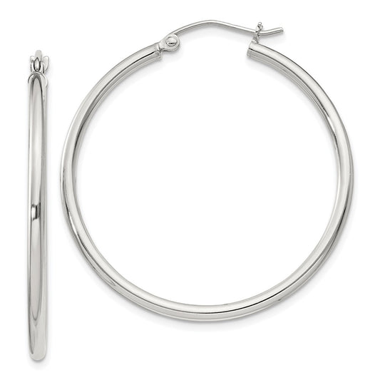 Sterling Silver 2mm Round Hoop Earrings