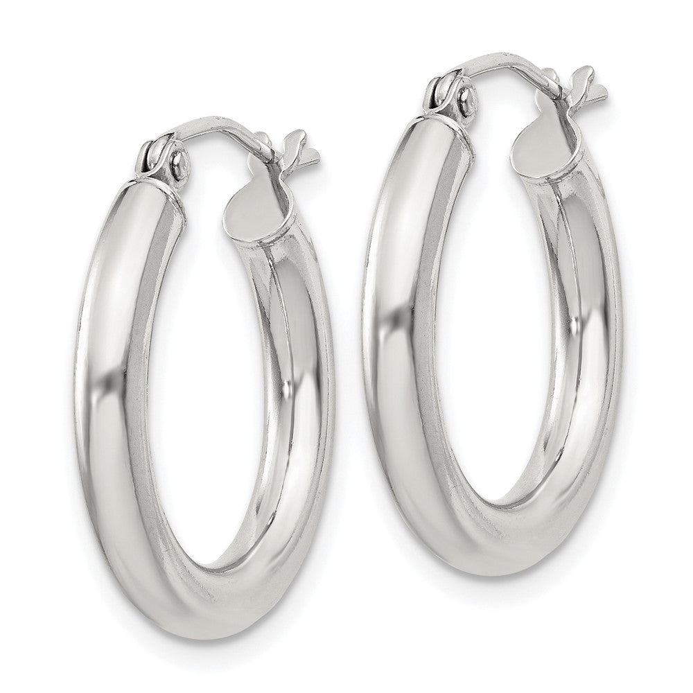 Sterling Silver 3mm Round Hoop Earrings