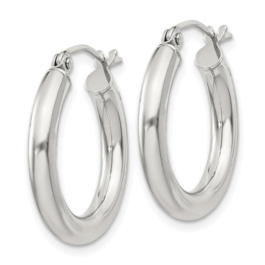 Sterling Silver 3mm Round Hoop Earrings