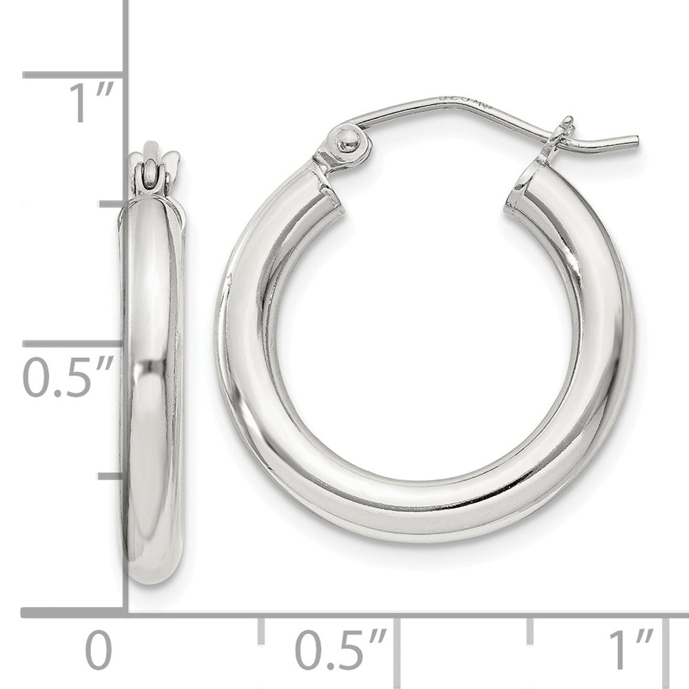 Sterling Silver 3mm Round Hoop Earrings