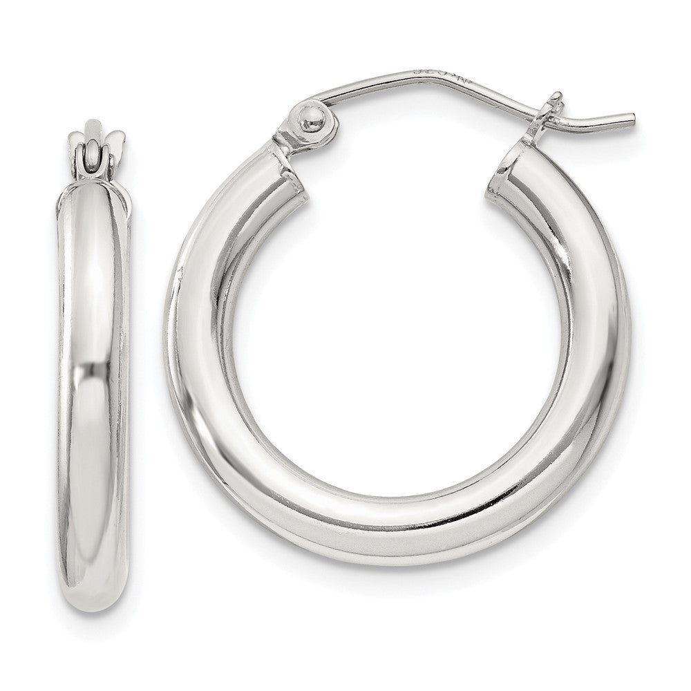 Sterling Silver 3mm Round Hoop Earrings