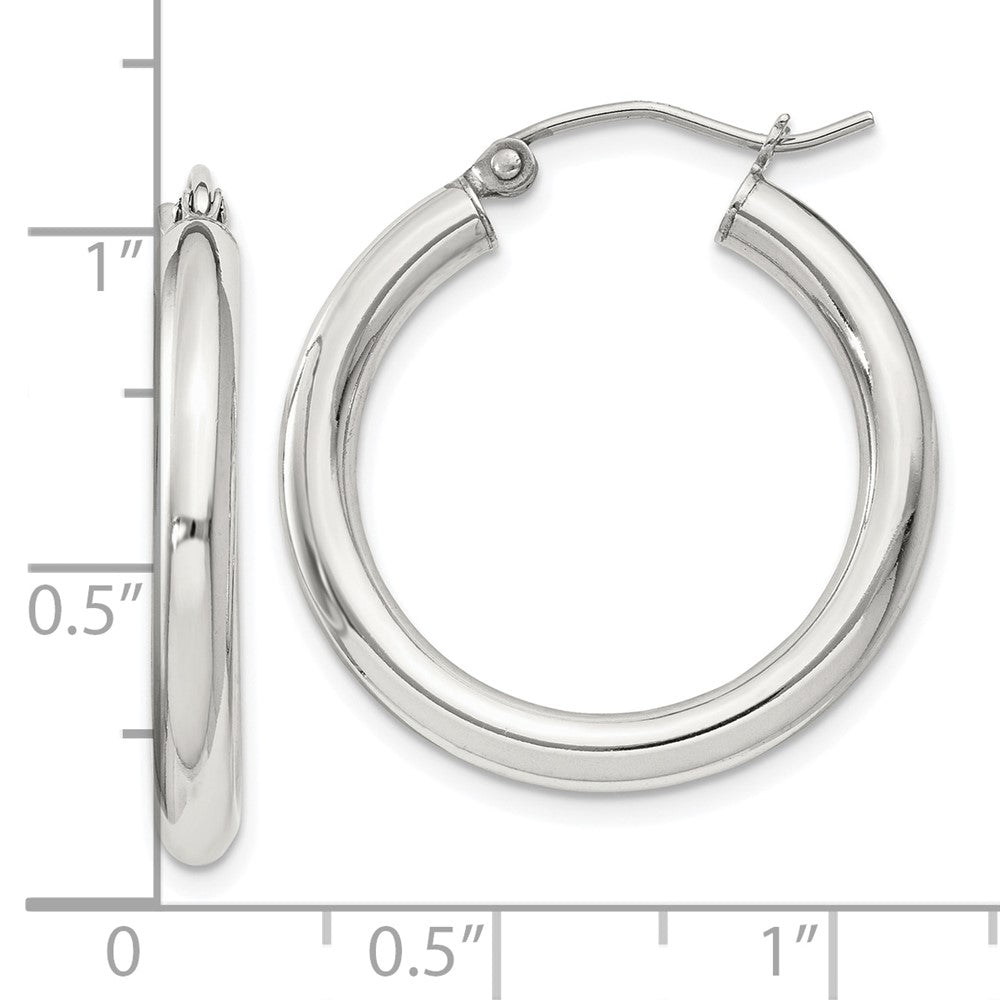 Sterling Silver 3mm Round Hoop Earrings