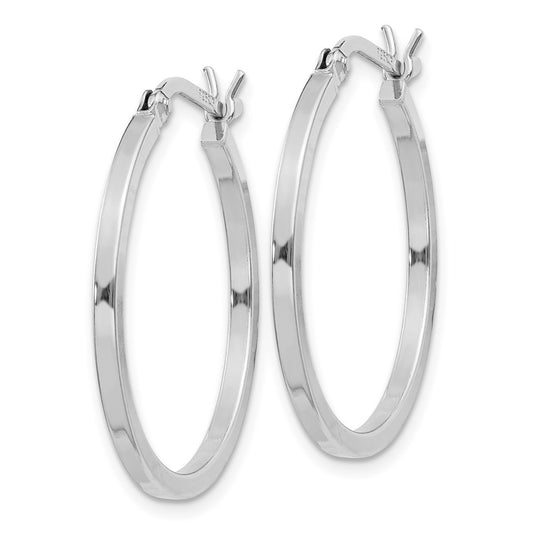 Rhodium-plated Sterling Silver 1.5x25mm Hoop Earrings