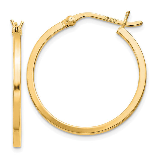 Yellow Gold-plated Sterling Silver 1.5x25mm Hoop Earrings