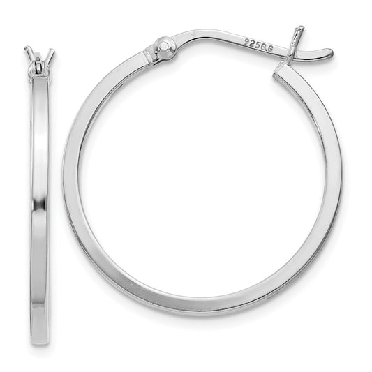 Rhodium-plated Sterling Silver 1.5x25mm Hoop Earrings