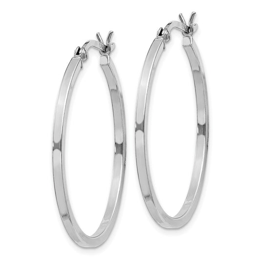 Rhodium-plated Sterling Silver 1.5x30mm Hoop Earrings