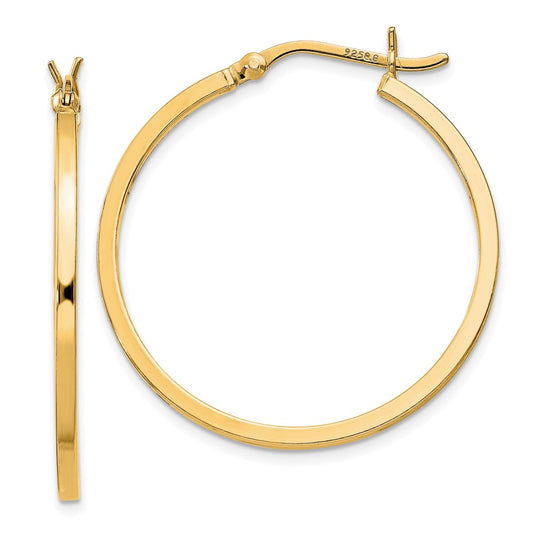 Yellow Gold-plated Sterling Silver 1.5x30mm Hoop Earrings
