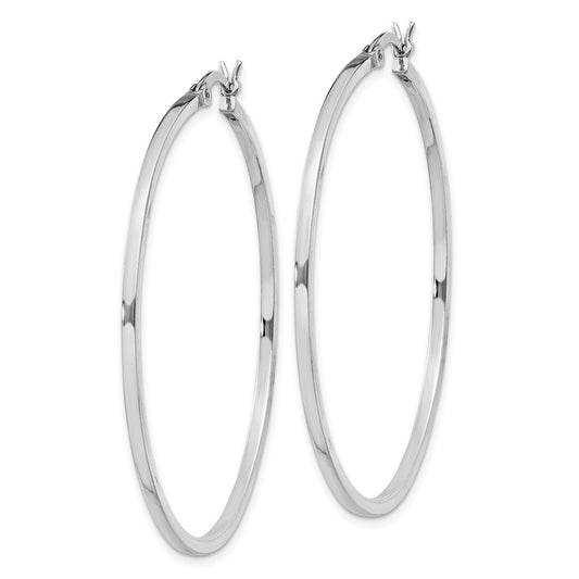 Rhodium-plated Sterling Silver 1.5x45mm Hoop Earrings