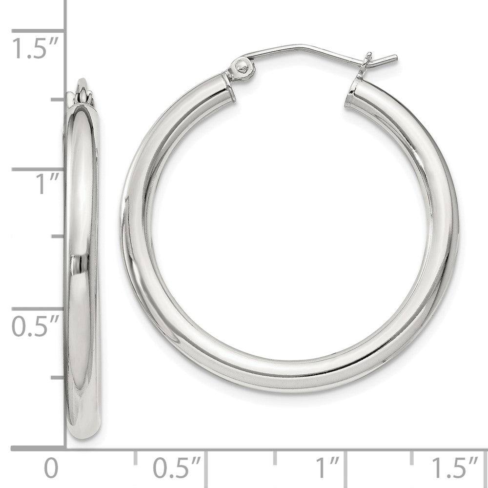 Sterling Silver 3mm Round Hoop Earrings