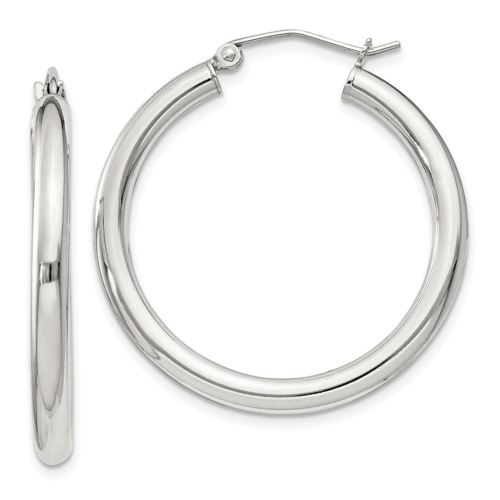 Sterling Silver 3mm Round Hoop Earrings