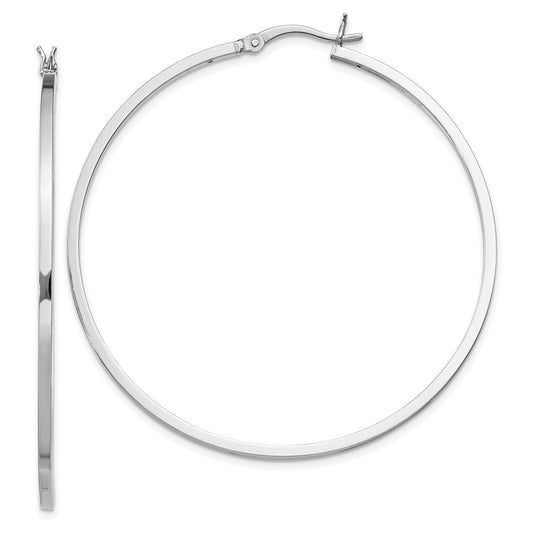 Rhodium-plated Sterling Silver 1.5x50mm Hoop Earrings