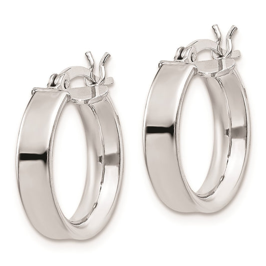 Rhodium-plated Sterling Silver 4x16mm Hoop Earrings