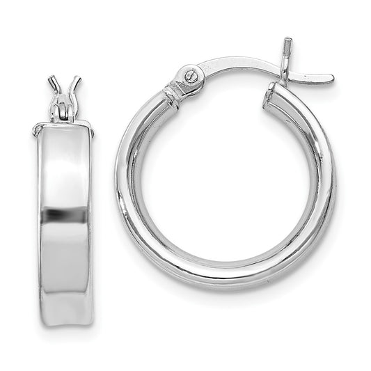 Rhodium-plated Sterling Silver 4x16mm Hoop Earrings