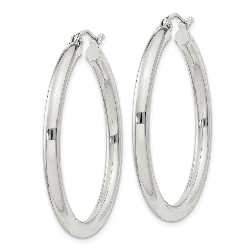 Sterling Silver 3mm Round Hoop Earrings