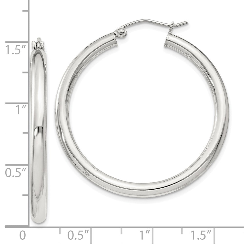 Sterling Silver 3mm Round Hoop Earrings