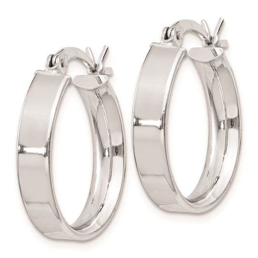 Rhodium-plated Sterling Silver 4.25x20 Hoop Earrings