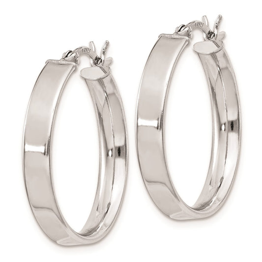 Rhodium-plated Sterling Silver 4.25x25Hoop Earrings