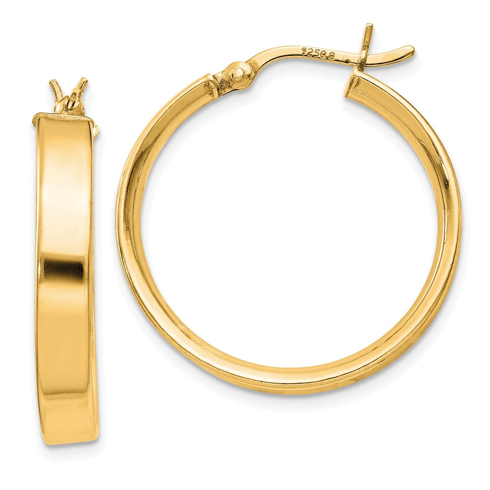 Yellow Gold-plated Sterling Silver 4.25x25Hoop Earrings