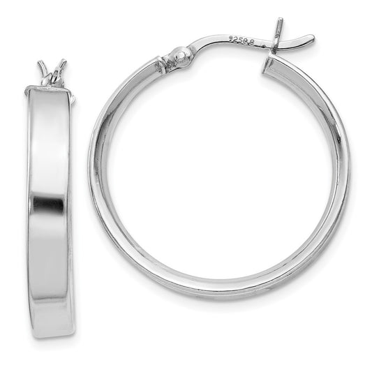 Rhodium-plated Sterling Silver 4.25x25Hoop Earrings