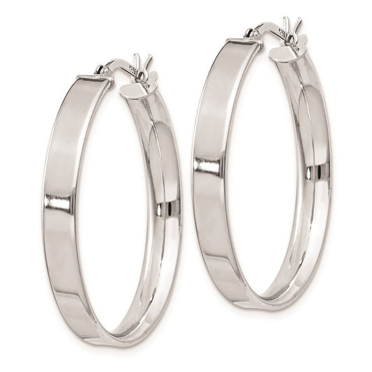 Rhodium-plated Sterling Silver 4.25x30 Hoop Earrings