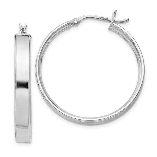 Rhodium-plated Sterling Silver 4.25x30 Hoop Earrings