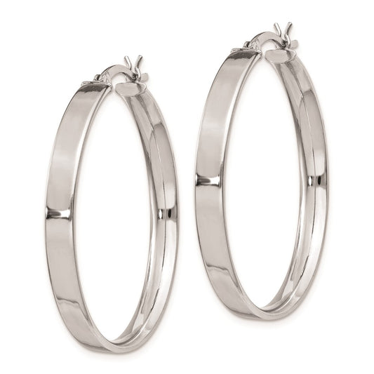 Rhodium-plated Sterling Silver 4.25x35 Hoop Earrings