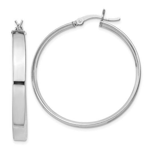 Rhodium-plated Sterling Silver 4.25x35 Hoop Earrings