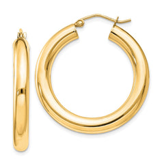 Yellow Gold-plated Sterling Silver 4mm Round Hoop Earrings